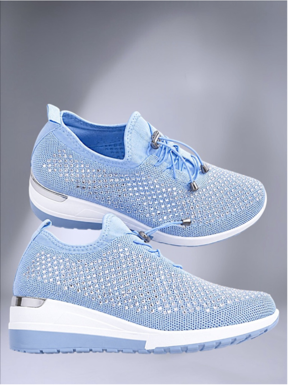 New Atalina Harper “Summeri” Light Blue Rhinestone Sneakers – Women’s Size 9 - Picture 3 of 8